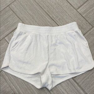 Aerie White Athletic Shorts with Elastic Waistband and Lightweight Fabric